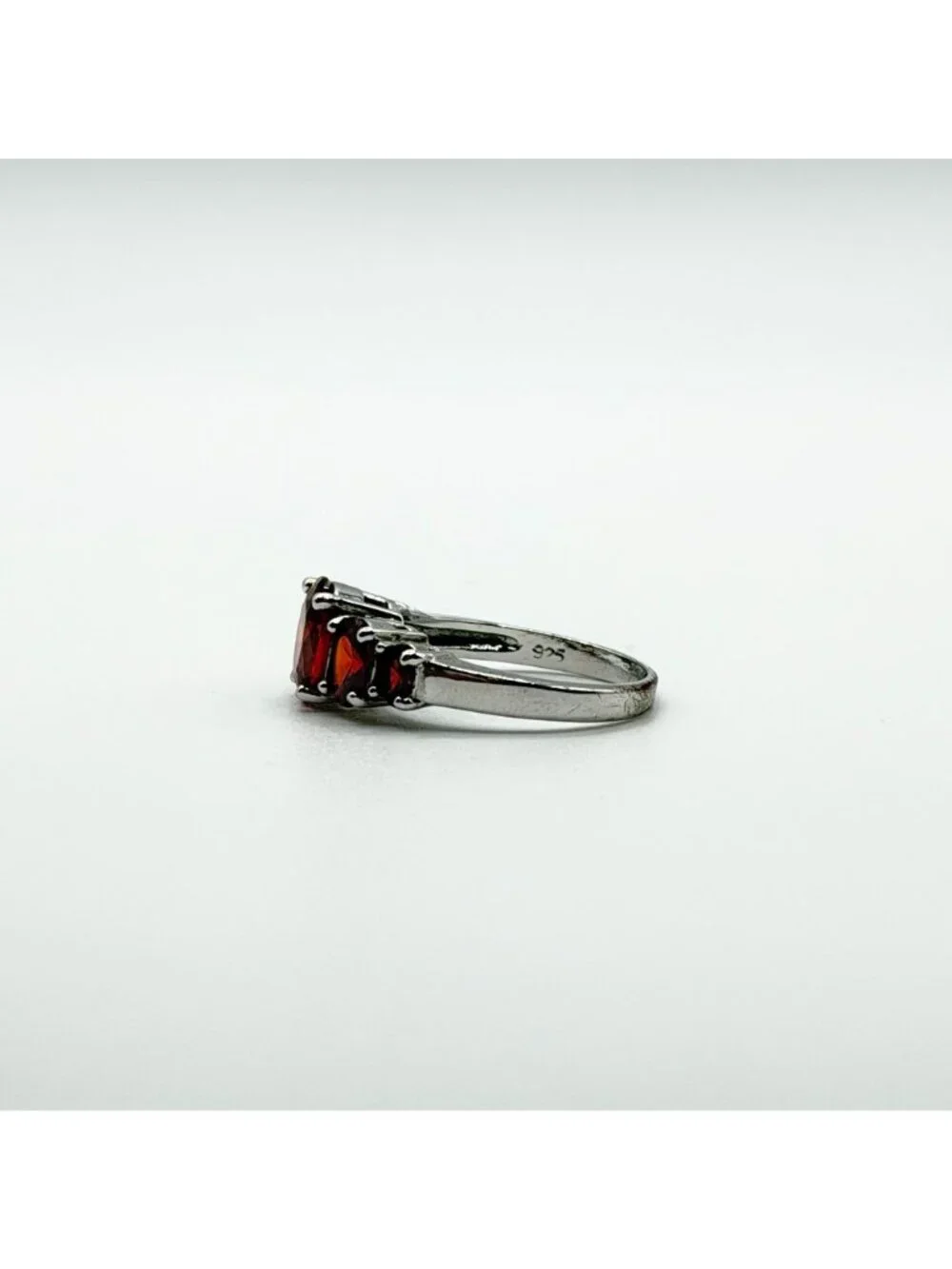 Chuck Clemency Orange Garnet Gemstone Ring 925 Sterling Silver Size 10.5